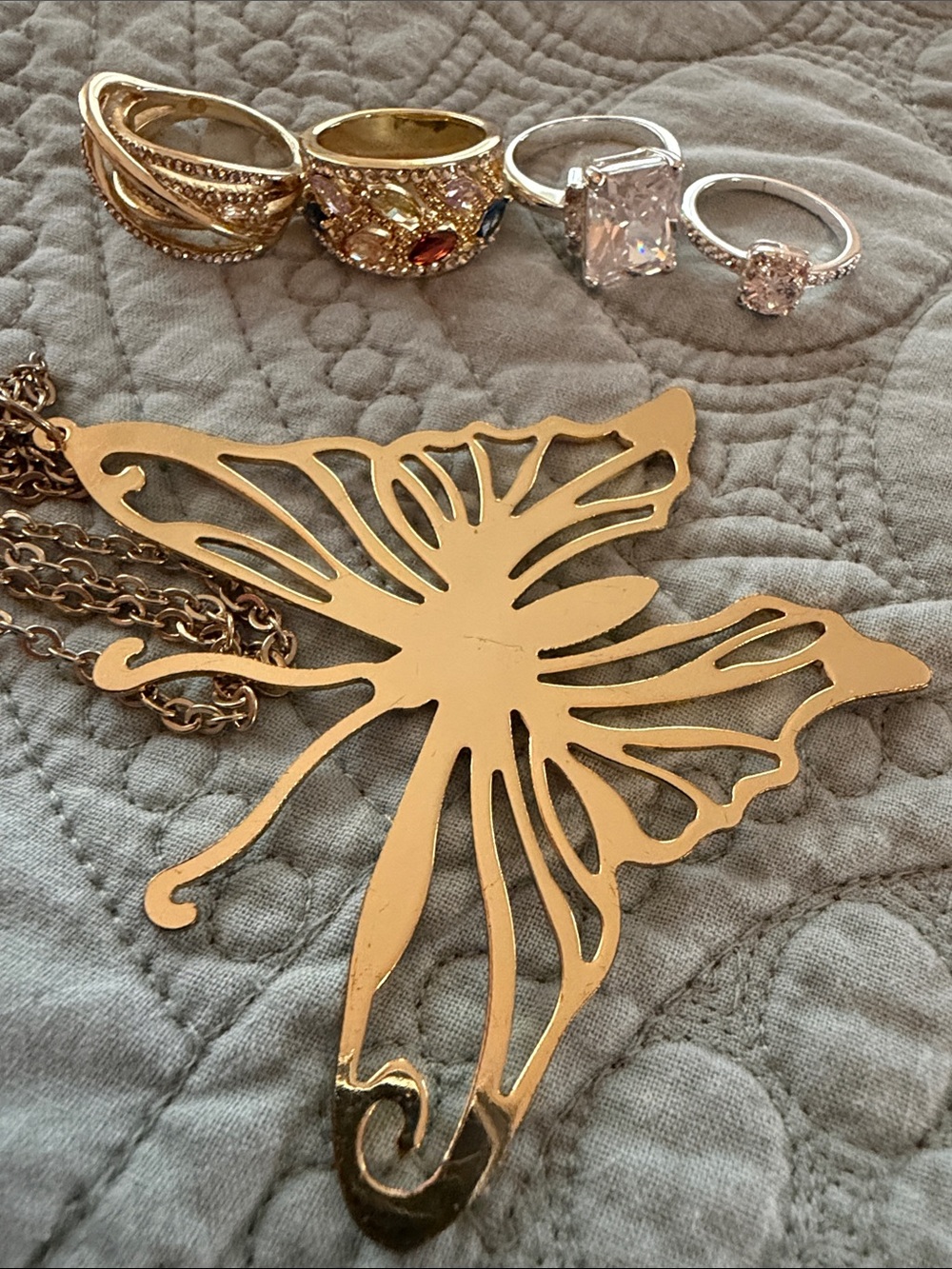 Sterling Silver CZ other stones silver and yellow gold plated new never warn
